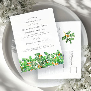 21st Birthday Holly December Birth Month Flower\ Invitation Postcard