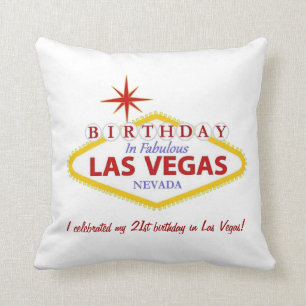 21st birthday in Las Vegas Pillow PERSONALIZED