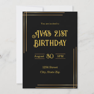 21st Birthday Invitation – Black & Gold   Elegant