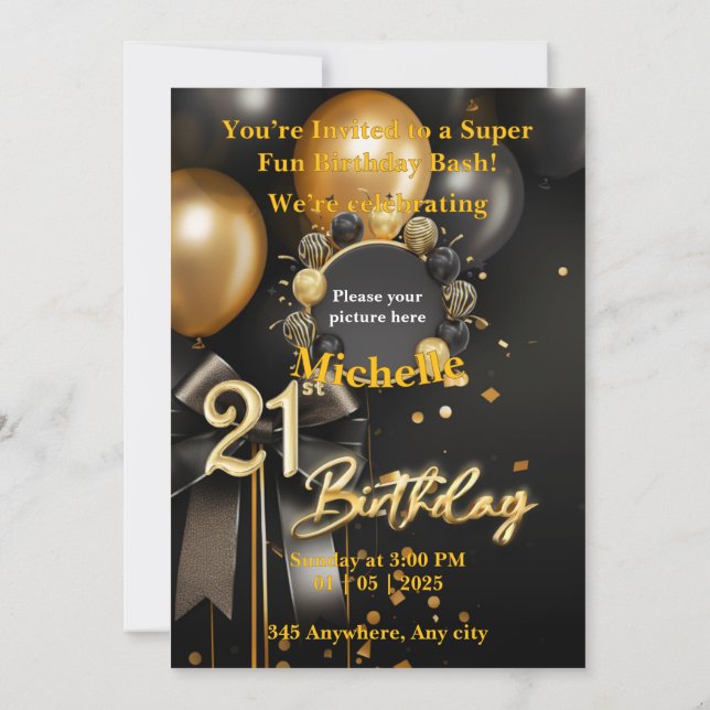21st Birthday Invitation Card Template (Back)