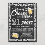 21st Birthday Invitation | Cheers and Beers<br><div class="desc">Cheers and Beers Birthday Chalk BBQ Invitation</div>