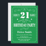 21st Birthday Invitation Green and White<br><div class="desc">21st Birthday Invitation Green and White Typography. Green and White Background. Adult Birthday. Male Men or Women Birthday. Kids Boy or Girl Lady Teen Teenage Bday Invite. 13th 15th 16th 18th 20th 21st 30th 40th 50th 60th 70th 80th 90th 100th. Any Age. For further customisation, please click the "Customise it"...</div>