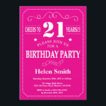 21st Birthday Invitation Hot Pink and White<br><div class="desc">21st Birthday Invitation Hot Pink and White Typography. Hot Pink and White Background. Adult Birthday. Male Men or Women Birthday. Kids Boy or Girl Lady Teen Teenage Bday Invite. 13th 15th 16th 18th 20th 21st 30th 40th 50th 60th 70th 80th 90th 100th. Any Age. For further customisation, please click the...</div>