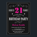 21st Birthday Invitation Hot Pink Black Chalkboard<br><div class="desc">21st Birthday Invitation Hot Pink and Black Typography. Chalkboard. Black and White Background. Adult Birthday. Male Men or Women Birthday. Kids Boy or Girl Lady Teen Teenage Bday Invite. 13th 15th 16th 18th 20th 21st 30th 40th 50th 60th 70th 80th 90th 100th. Any Age. For further customisation, please click the...</div>