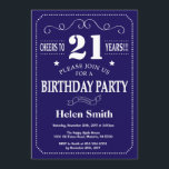 21st Birthday Invitation Navy Blue and White<br><div class="desc">21st Birthday Invitation Navy Blue and White Typography. Navy Blue and White Background. Adult Birthday. Male Men or Women Birthday. Kids Boy or Girl Lady Teen Teenage Bday Invite. 13th 15th 16th 18th 20th 21st 30th 40th 50th 60th 70th 80th 90th 100th. Any Age. For further customisation, please click the...</div>