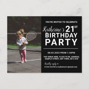 21st Birthday Invitation Photo Card Black