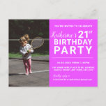 21st Birthday Invitation Photo Card Pink<br><div class="desc">Modern design 21st Birthday party invitation. Customise the photo and colour,  use fonts of your choice and add details for your celebration.</div>