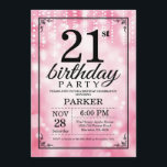 21st Birthday Invitation Pink Glitter<br><div class="desc">21st Birthday Invitation with Pink String Lights with Pink Glitter Background. Pink Birthday. Adult Birthday. Men or Women Bday Invite. 13th 15th 16th 18th 20th 21st 30th 40th 50th 60th 70th 80th 90th 100th, Any age. For further customisation, please click the "Customise it" button and use our design tool to...</div>
