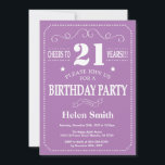21st Birthday Invitation Purple and White<br><div class="desc">21st Birthday Invitation Purple and White Typography. Purple and White Background. Adult Birthday. Male Men or Women Birthday. Kids Boy or Girl Lady Teen Teenage Bday Invite. 13th 15th 16th 18th 20th 21st 30th 40th 50th 60th 70th 80th 90th 100th. Any Age. For further customisation, please click the "Customise it"...</div>