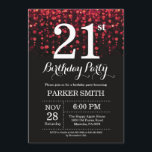 21st Birthday Invitation Red Glitter<br><div class="desc">21st Birthday Invitation with Red String Lights with Red Glitter Background. Red Birthday. Adult Birthday. Men or Women Bday Invite. 13th 15th 16th 18th 20th 21st 30th 40th 50th 60th 70th 80th 90th 100th, Any age. For further customisation, please click the "Customise it" button and use our design tool to...</div>