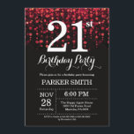 21st Birthday Invitation Red Glitter<br><div class="desc">21st Birthday Invitation with Red String Lights with Red Glitter Background. Red Birthday. Adult Birthday. Men or Women Bday Invite. 13th 15th 16th 18th 20th 21st 30th 40th 50th 60th 70th 80th 90th 100th, Any age. For further customisation, please click the "Customise it" button and use our design tool to...</div>
