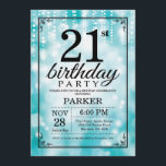 21st Birthday Invitation Teal Glitter<br><div class="desc">21st Birthday Invitation with Teal String Lights with Teal Glitter Background. Teal Birthday. Adult Birthday. Men or Women Bday Invite. 13th 15th 16th 18th 20th 21st 30th 40th 50th 60th 70th 80th 90th 100th, Any age. For further customisation, please click the "Customise it" button and use our design tool to...</div>
