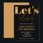 21st birthday invitations Black Gold Elegant<br><div class="desc">21st birthday invitations Black Gold Elegant</div>