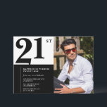 21st birthday invitations Black White Photo<br><div class="desc">21st birthday invitations Black White Photo</div>