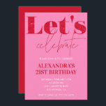 21st birthday invitations Bold Typography Pink Red<br><div class="desc">21st birthday invitations Bold Typography Pink Red</div>