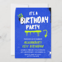 21st birthday invitations Men Graffiti Spray paint