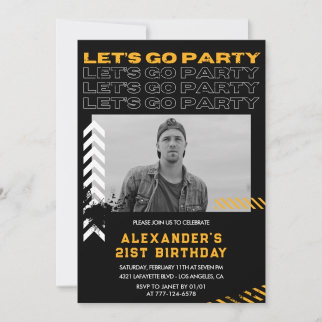 21st birthday invitations Men Photo Spray paint (Front)