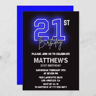 21st birthday invitations Men Sport Neon