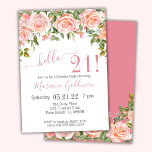 21st Birthday Invitations Pink Floral Modern Party<br><div class="desc">Pink floral modern 21st birthday invitations - 'hello 21!' party with white background and beautiful print that you can customise with all of your birthday party information. with peach and pink colours - elegant.</div>