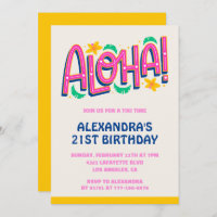 21st birthday invitations Tropical Aloha Hawaii