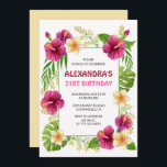 21st birthday invitations Tropical Party Luau Pink<br><div class="desc">21st birthday invitations Tropical Party Luau Pink</div>