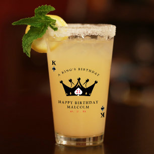 21st Birthday King of Spades Casino Poker Card Glass