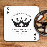 21st Birthday King of Spades Casino Poker Card Square Paper Coaster<br><div class="desc">Cool king of spades playing card 21st birthday party coasters for men.  Personalise it with your age and event details.  Great for a poker or Las Vegas themed birthday celebration.</div>
