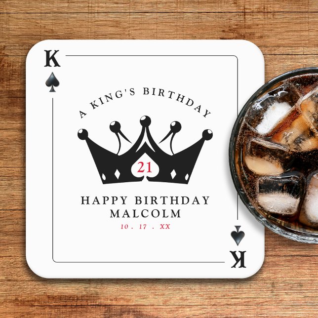 21st Birthday King of Spades Casino Poker Card Square Paper Coaster (21st Birthday King of Spades Casino Poker Card Square Paper Coaster
)