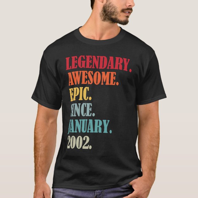 21st Birthday Legendary Epic Awesome Since January T-Shirt (Front)