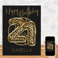 21st Birthday Leopard Print Gold Foil Balloons