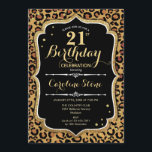 21st Birthday - Leopard Print Invitation<br><div class="desc">21st Birthday Invitation.
Elegant black white design with faux glitter gold. Features leopard cheetah animal print and script font. Perfect for an elegant birthday party. Can be personalized into any year! Message me if you need further customization.</div>
