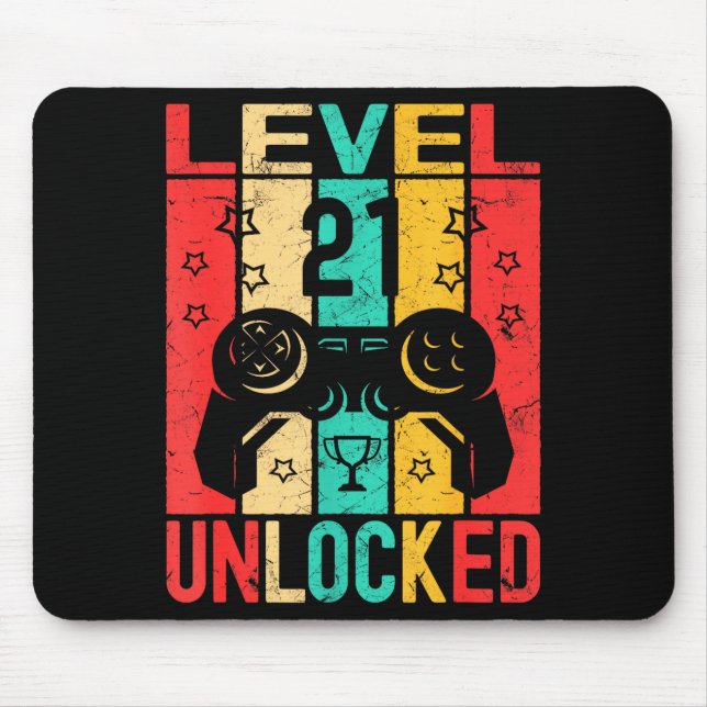 21st Birthday Level 21 Unlocked Gamer Funny Birthd Mouse Pad (Front)