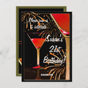 21st Birthday Martini Cocktail Party Invitation