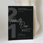 21st Birthday Modern Minimalist Black Grey  Invitation<br><div class="desc">Celebrate a milestone birthday in style with this modern and minimalist 21st birthday invitation. Featuring a monochromatic black design, this invitation is sure to make a statement. The sleek twenty-one script adds a touch of sophistication to the design. Perfect for a gender-neutral celebration, this simple yet stylish invitation is ideal...</div>