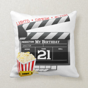 21st Birthday Movie Party Cushion