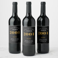21st Birthday Name 2004 Black Gold Elegant Chic