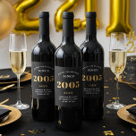 21st Birthday Name 2005 Black Gold Elegant Chic Wine Label<br><div class="desc">2005 Vintage 21st Birthday Black & Gold Elegant Wine Label. Celebrate your milestone with our exclusive 2005 Vintage 21s birthday wine label. The meticulously designed label with stunning black and gold hues effortlessly enhances the visual appeal of your favourite wine. The year 2005, prominently featured on the label, adds a...</div>