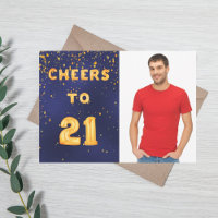 21st birthday Navy Blue gold cheers photo