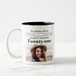 21st Birthday Newspaper Two-Tone Coffee Mug