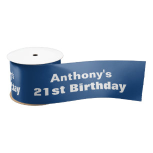 21st Birthday or ANY YEAR Custom Colour A04 BLUE Satin Ribbon