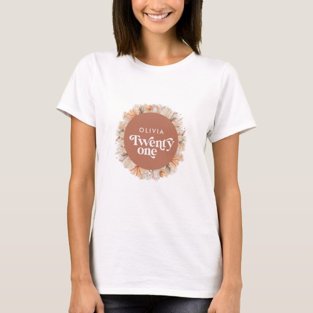 21st birthday pampas grass terracotta botanical T-Shirt (Front)