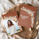 21st birthday pampas grass terracotta modern arch<br><div class="desc">Modern pampas grass 21st birthday terracotta party arch photo invitation design.</div>