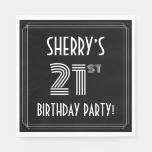 21st Birthday Party: Art Deco Style + Custom Name Napkin