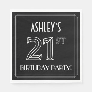 21st Birthday Party: Art Deco Style + Custom Name Napkin