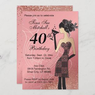21st Birthday Party Bash - Rose Invitation