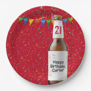 21st Birthday Party Beer Bottle Paper Plate