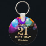 21st Birthday Party Black and Gold Balloons Key Ring<br><div class="desc">21st Birthday Party Black and Gold Colourful Balloons and Confetti Keychain. For further customisation,  please click the "Customise it" button and use our design tool to modify this template.</div>