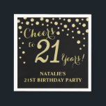 21st Birthday Party Black and Gold Diamond Napkin<br><div class="desc">21st Birthday Party Invitation with Black and Gold Glitter Diamond Background. Gold Confetti. Adult Birthday. Man or Woman Birthday. For further customisation,  please click the "Customise it" button and use our design tool to modify this template.</div>