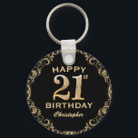 21st Birthday Party Black and Gold Glitter Frame Key Ring<br><div class="desc">21st Birthday Party Black and Gold Glitter Frame Keychain. For further customisation,  please click the "Customise it" button and use our design tool to modify this template.</div>