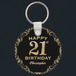21st Birthday Party Black and Gold Glitter Frame Key Ring<br><div class="desc">21st Birthday Party Black and Gold Glitter Frame Keychain. For further customisation,  please click the "Customise it" button and use our design tool to modify this template.</div>